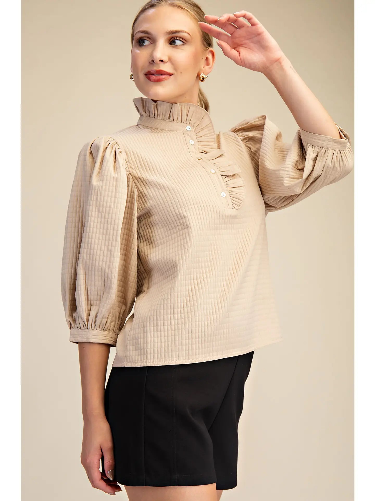 "You had me at Hello" in Beige Top