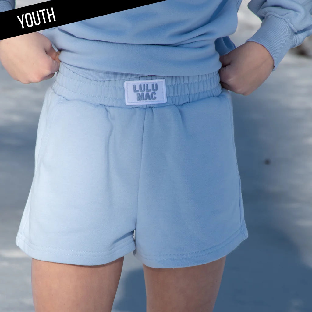Lulu Mac Girl's Lt Blue Terry Cloth Shorts