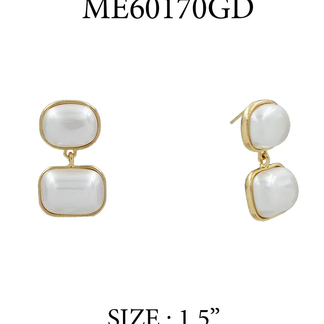 Double Pearl & Gold Earrings