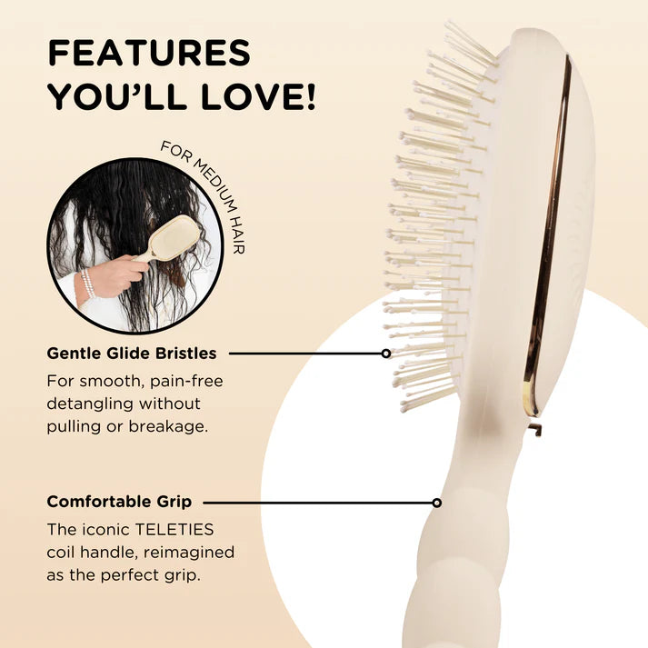 Teletie Detangler Hair Brush for Medium Hair – Tan