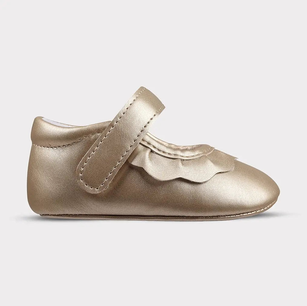 Oomphies Amina Girls Hook & Loop Crib Shoes Gold
