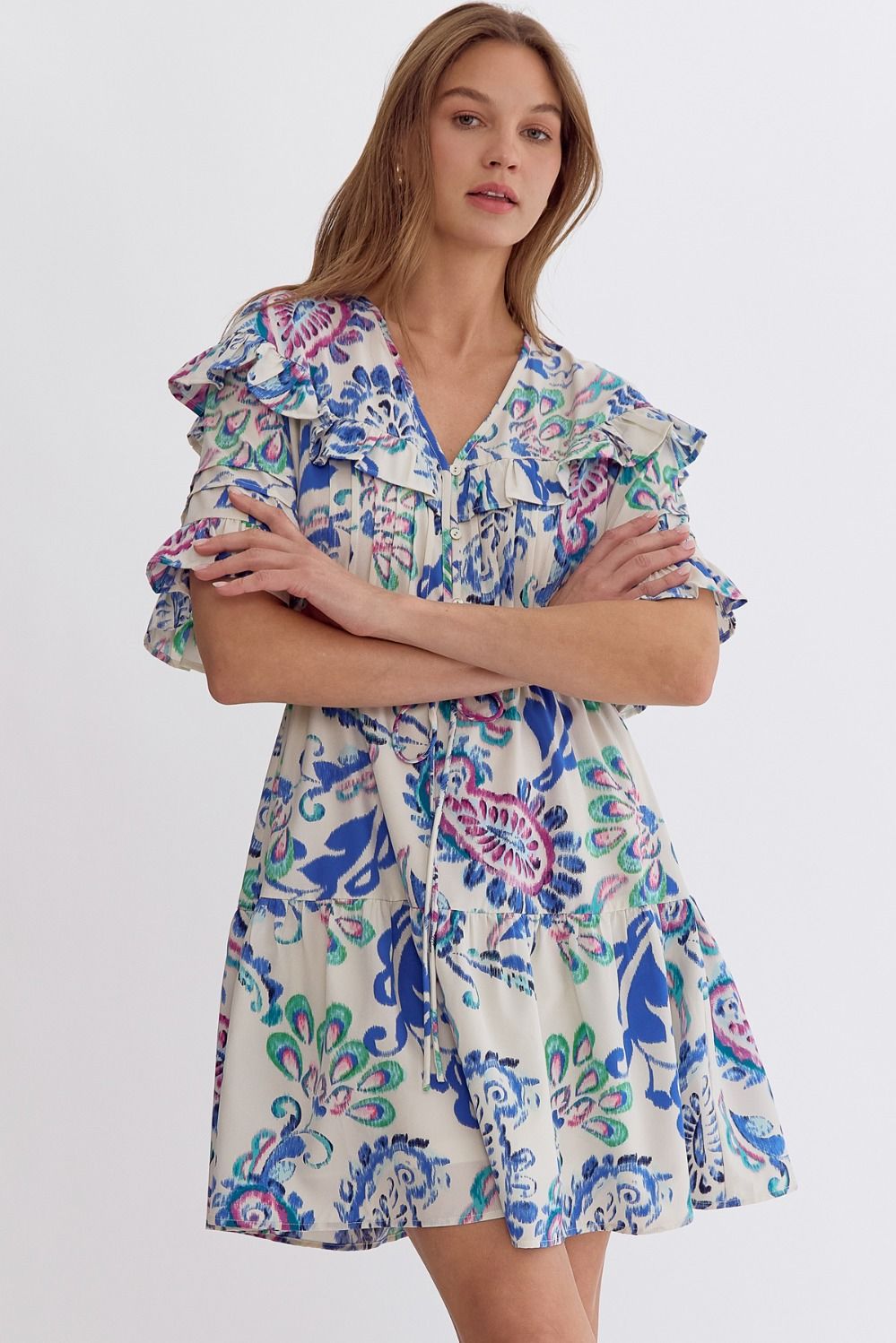 slim fit dress slacks Entro Blue Print Dress – Cardinal Creek Spaniels