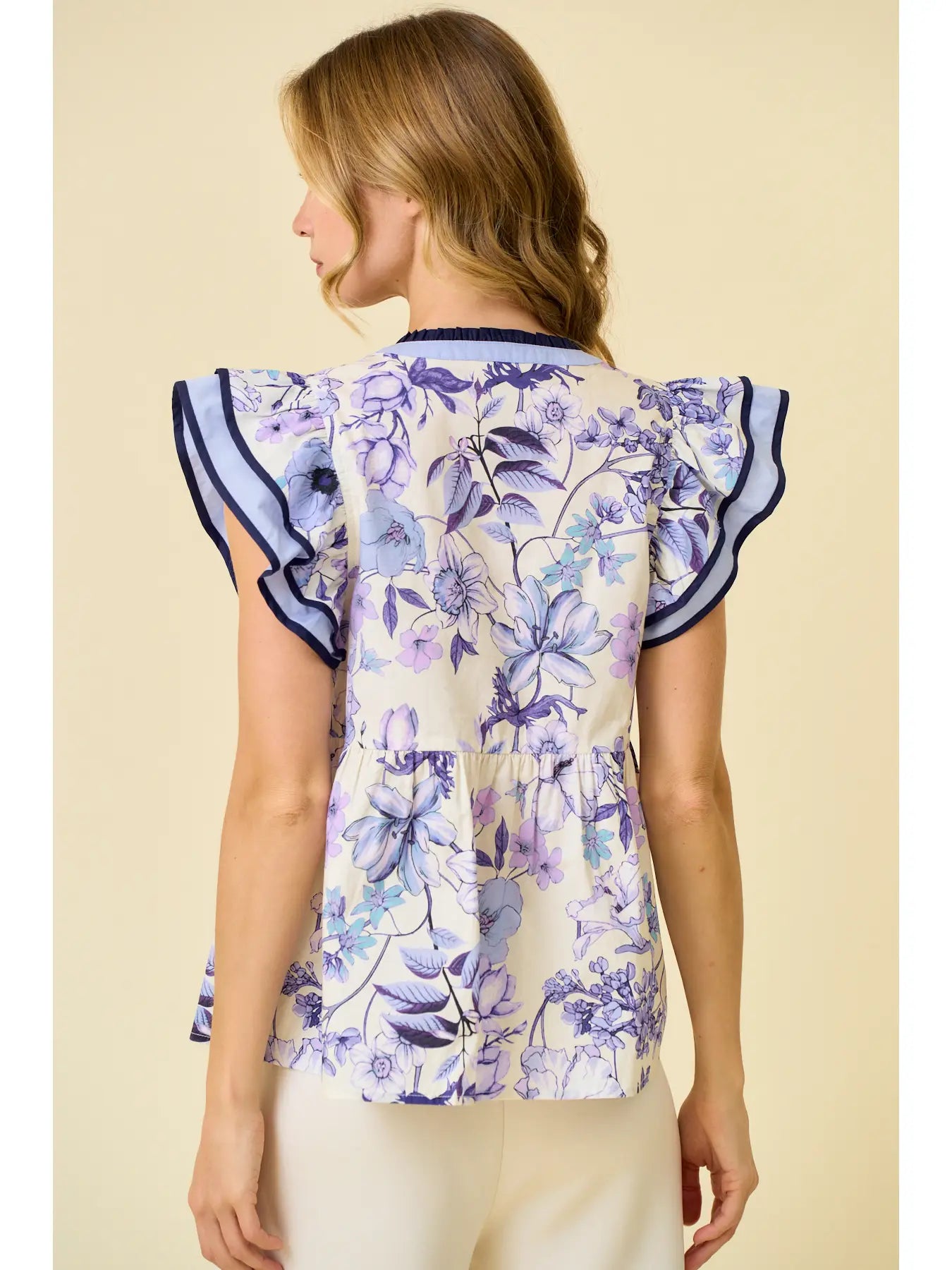 Blue Florals & Ruffles Top by Doe & Rae