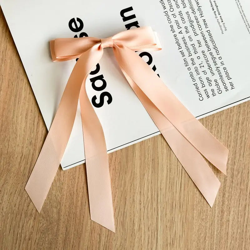 Peach Ribbon Bow Hair Clip