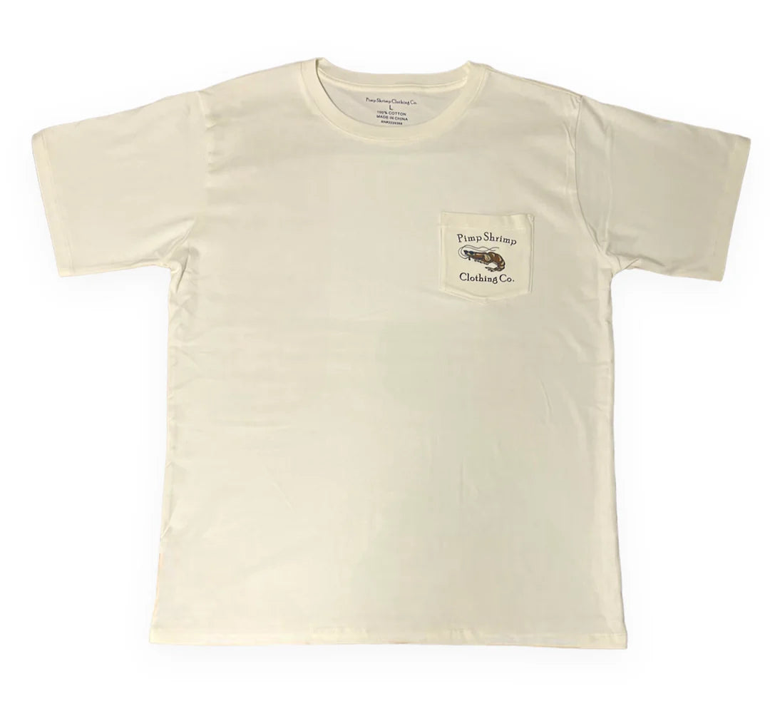 Pimp Shrimp Camo Back Tee Cream
