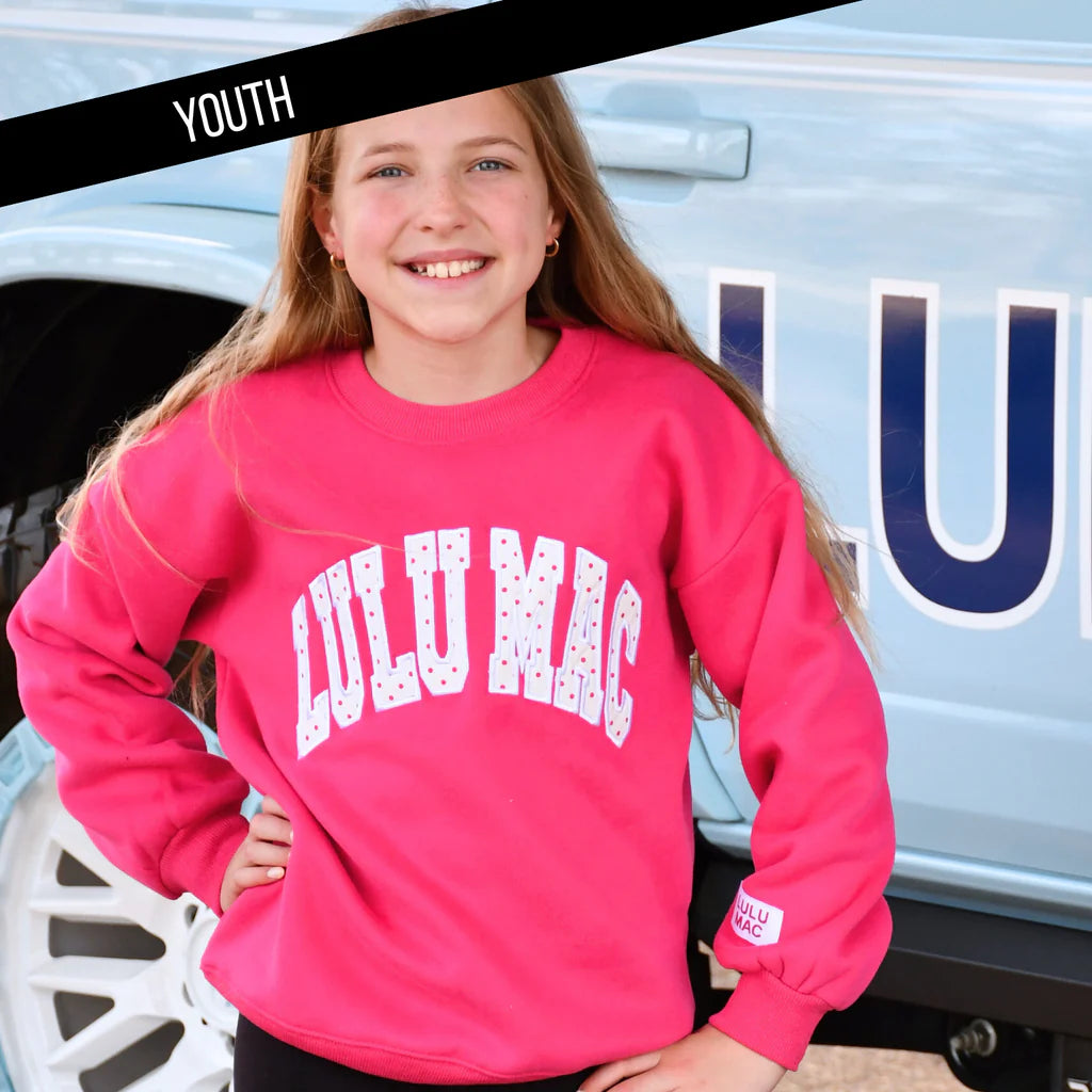 Lulu Mac Hot Pink/White Stitch Polka Dot Sweatshirt