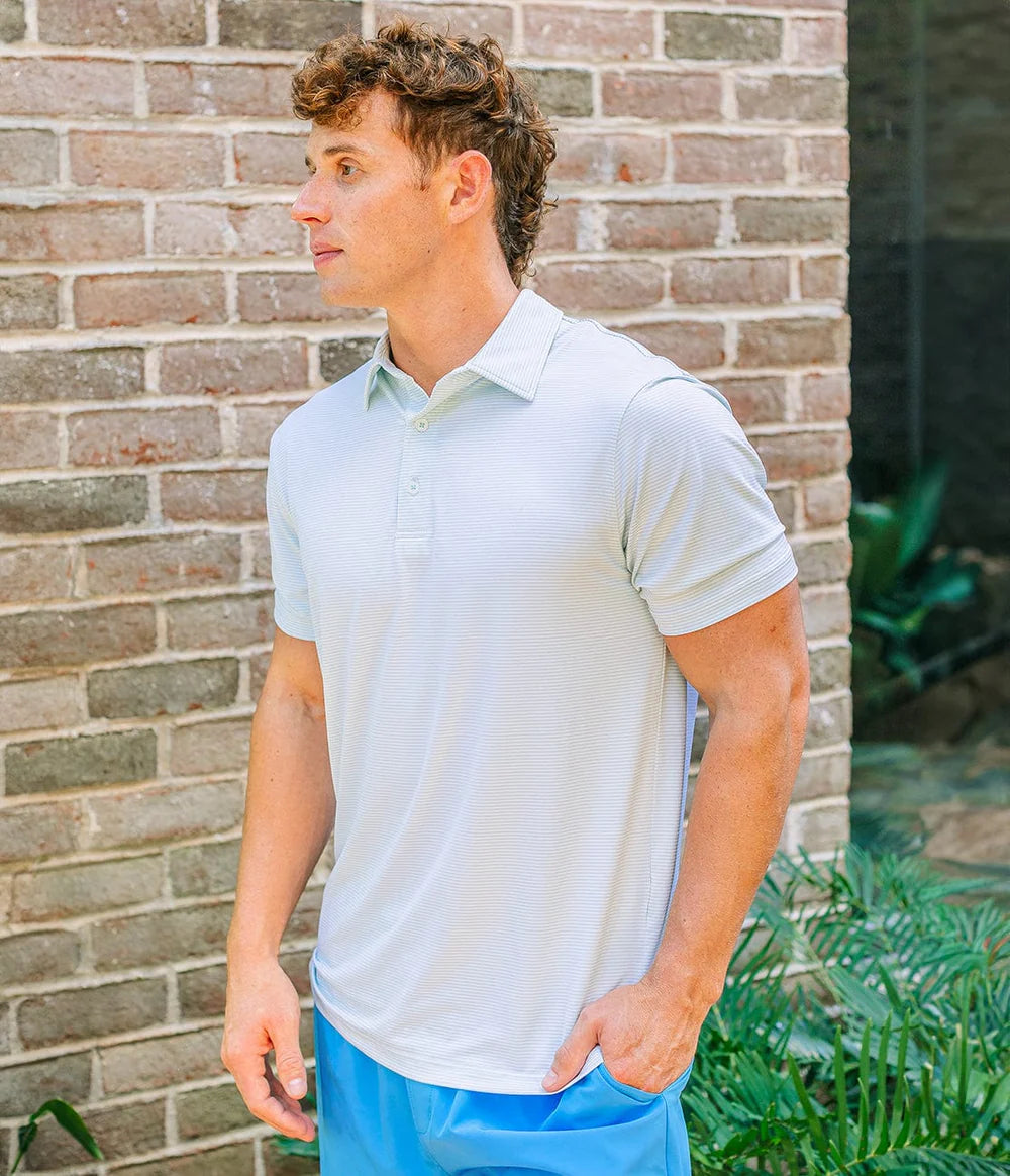 Southern Shirt Heather Madison Stripe Polo Chalky Mint