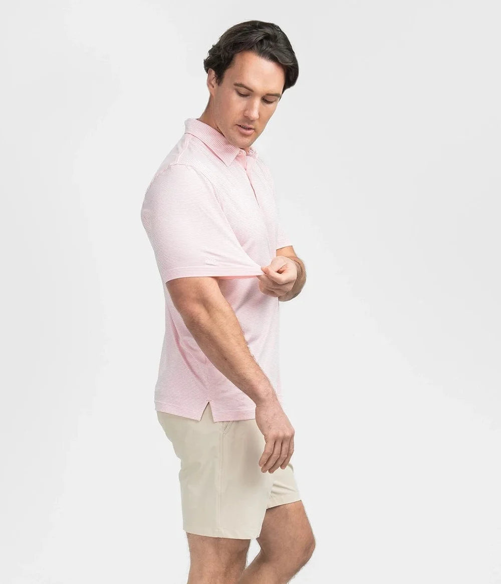Southern Shirt Co Heather Madison Stripe Polo Conch Shell