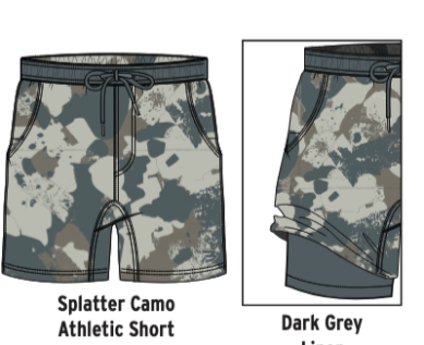 Burlebo Athlectic Splatter Camo Shorts 7" Inseam