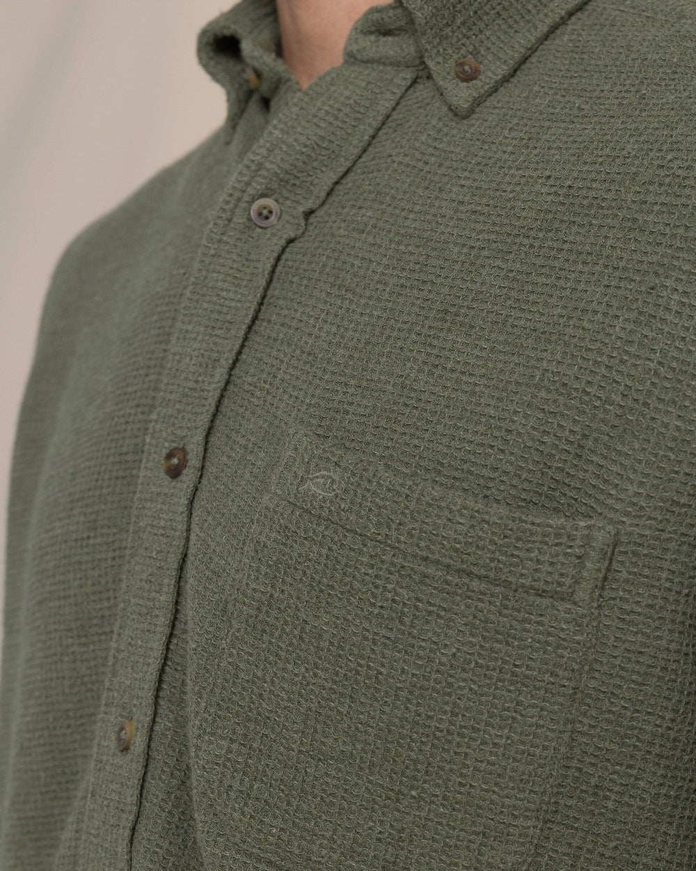Southern Tide Waffle Weave Heather Sportshirt Heather Cedar Green