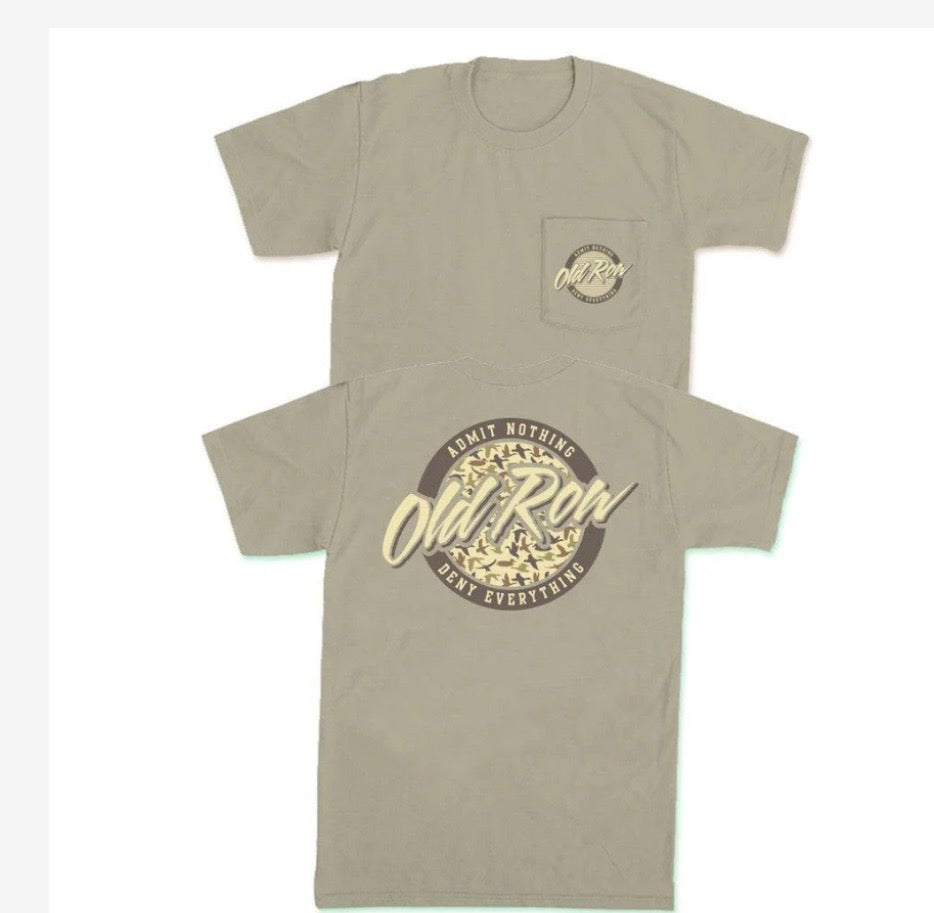 Old Row Duck Camo Circle Logo Pocket Tee Sandstone