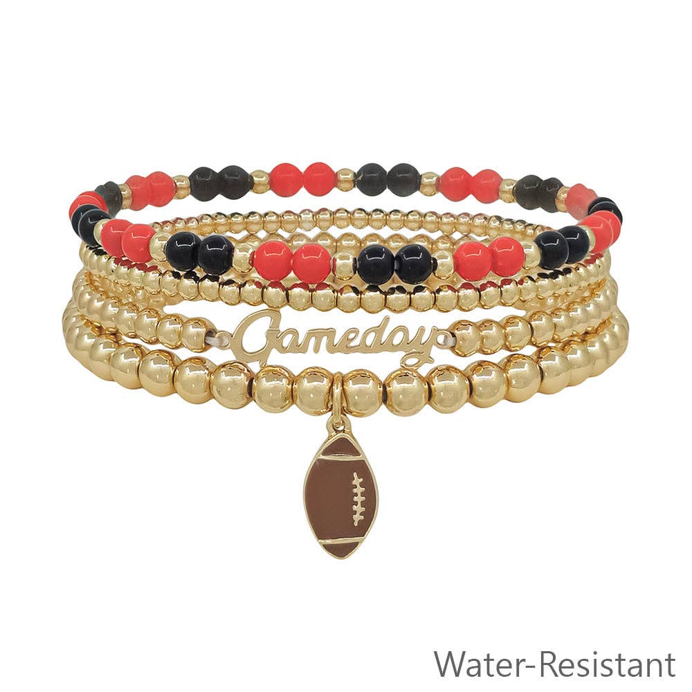 Gameday Red & Black Bracelets 4pc