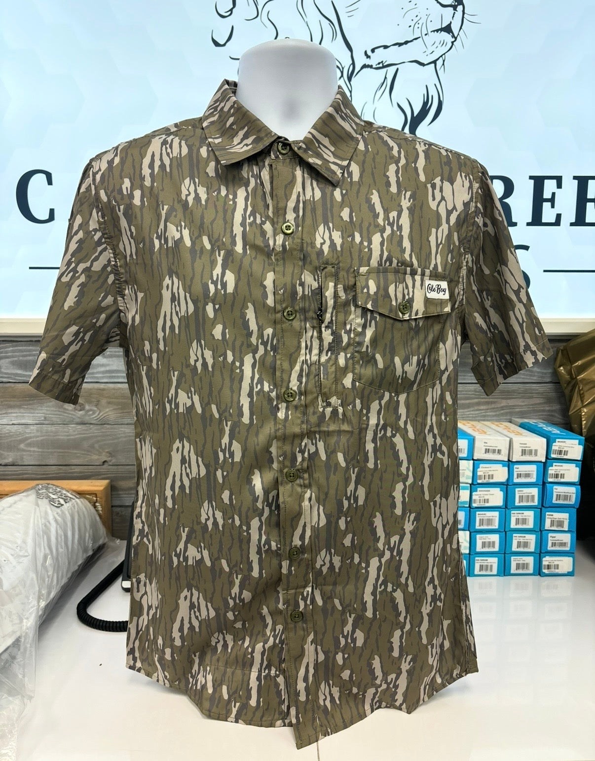 Ole Boy Green Camo Fishing Shirt
