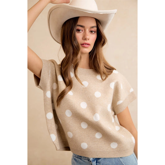 Here for The Polka Dots in Beige/Ivory Top