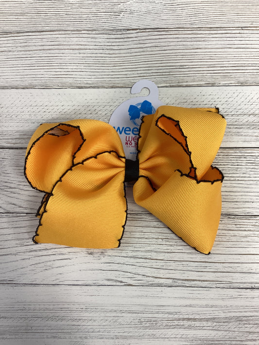 Wee Ones King Moonstitch Grosgrain Hair Bow with Contrasting Wrap - Gold & Black