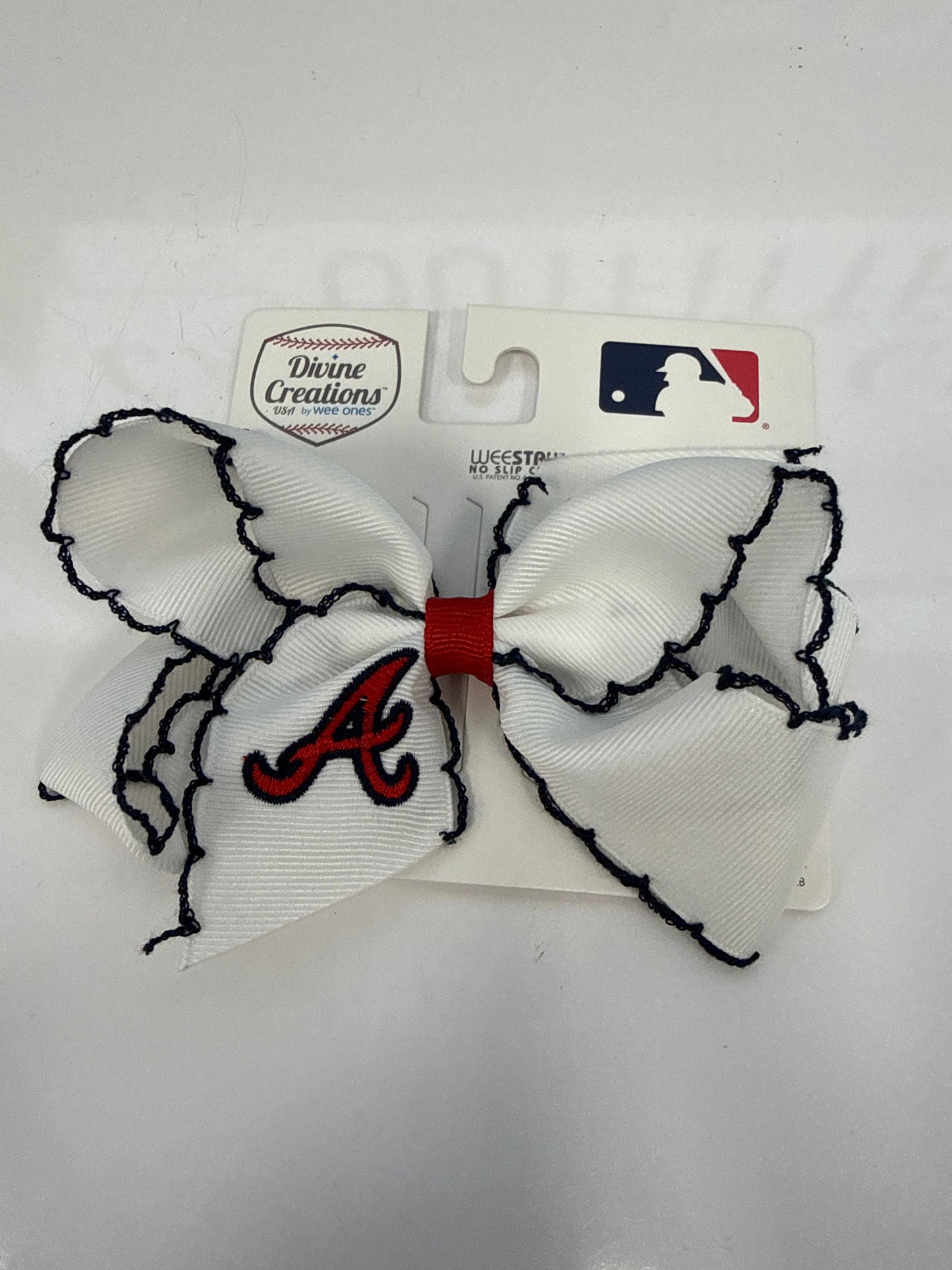Wee Ones Braves Medium Moonstitch Hair Bow
