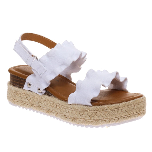 Kids Pierre Dumas Pure White Ruffle Strap Sandals