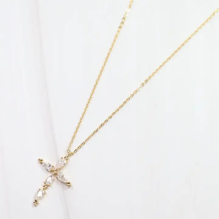 Marla Cz Cross Necklace Gold