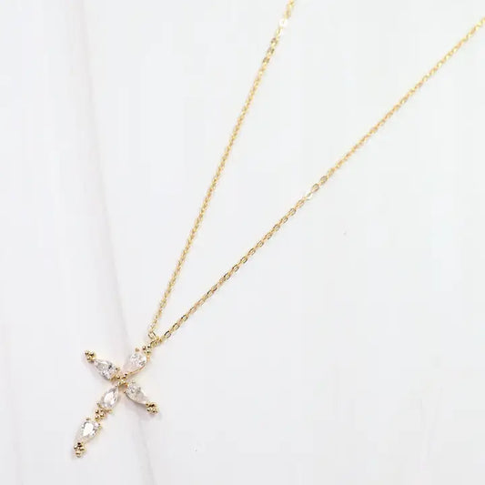 Marla Cz Cross Necklace Gold