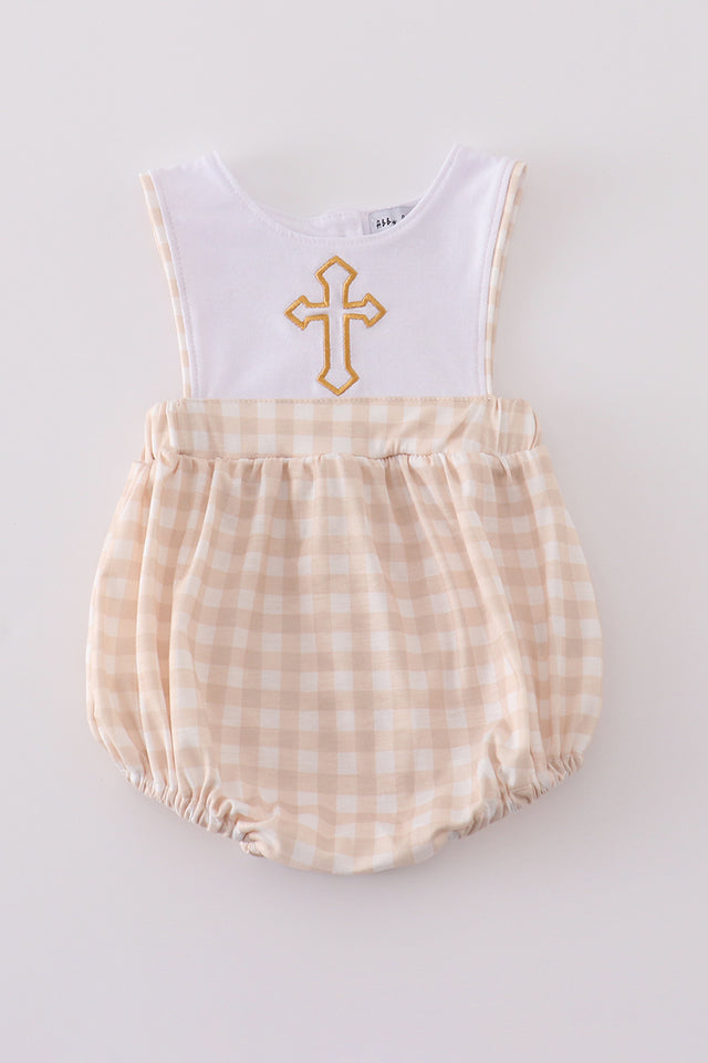 Embroidered Cross Boys Bubble