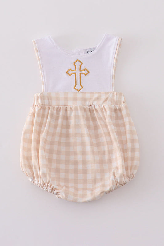 Embroidered Cross Boys Bubble
