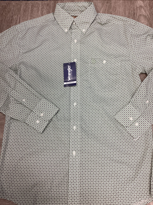 Wrangler Classics Green Long Sleeve Button Up