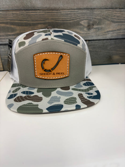 Shoot & Reel Old's Cool Brackish White Hook Cutout Patch Flatbill Hat