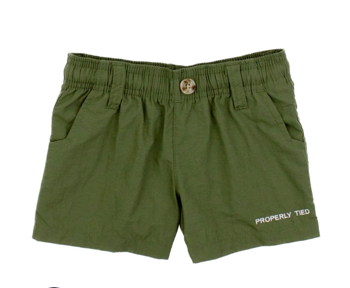 Properly Tied Mallard Olive Shorts Boys