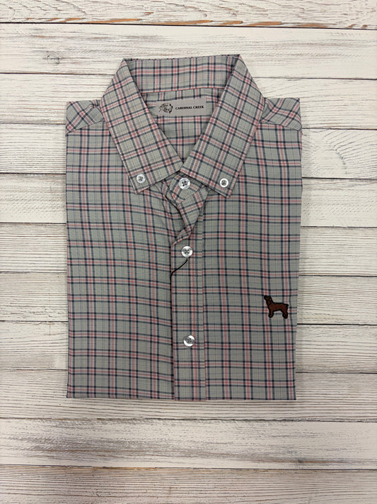 Cardinal Creek Sage/White/Orange Button Down Logo Shirt