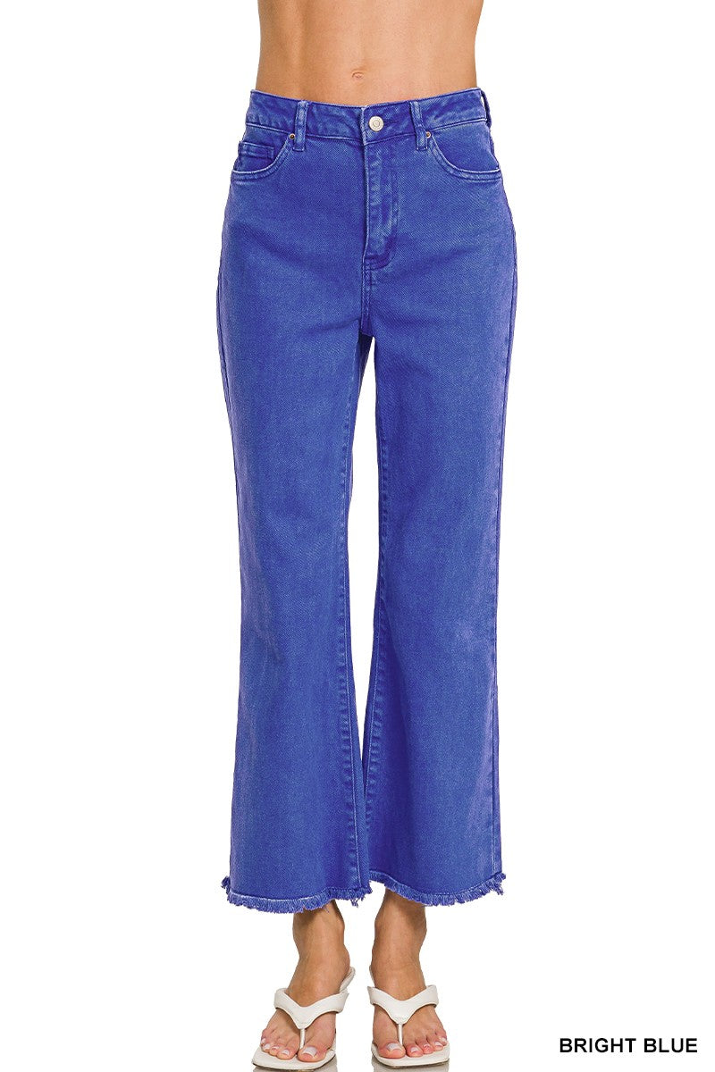 Bright Blue Zenana Crop Jeans