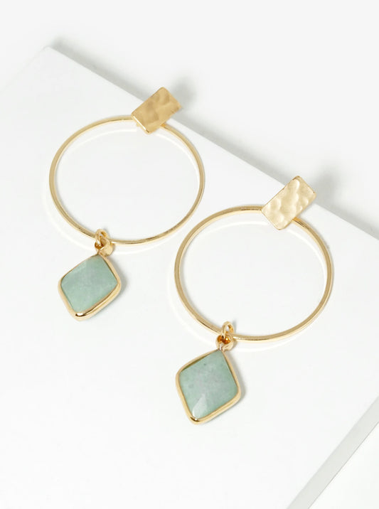 Semi Precious Mint Stone Drop Earrings