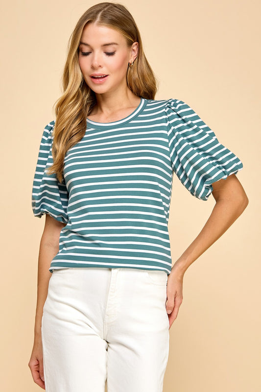 Color Me Seafoam Stripes Top