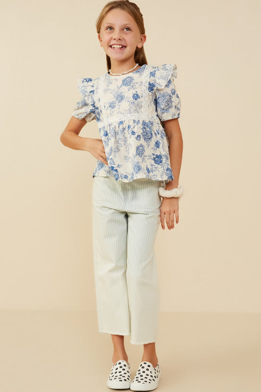 Girl's Antique Floral Lace top