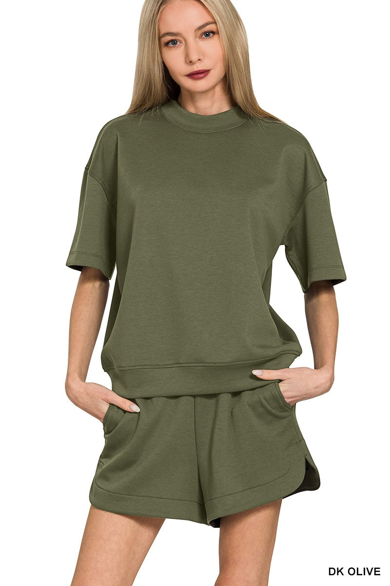 Olive 2pc Scuba Short Set
