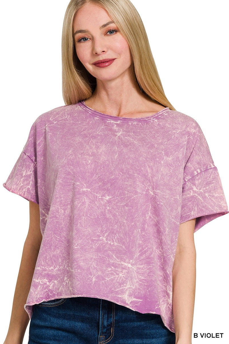 B Voilet Acid Wash Crop Top