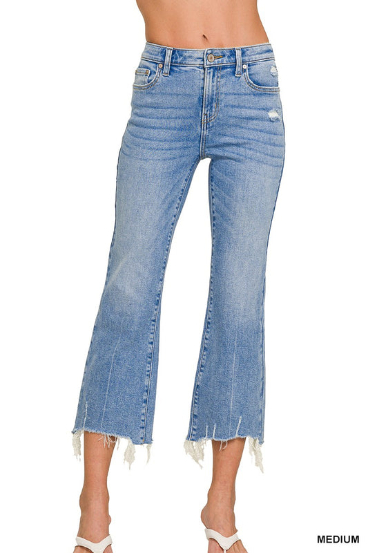 Crop Flare Jeans by Zenana