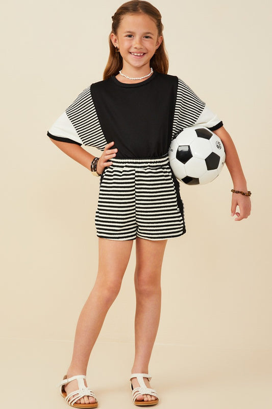 Black Color Block 2pc Outfit
