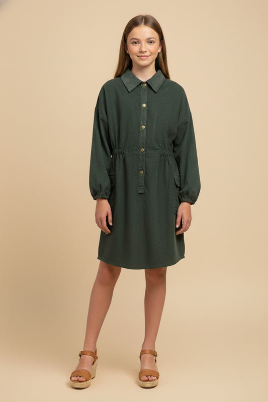 Olive Corduroy Dress by Hayden Los Angeles