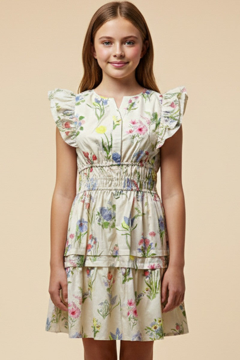 Allover Florals Dress for Girls