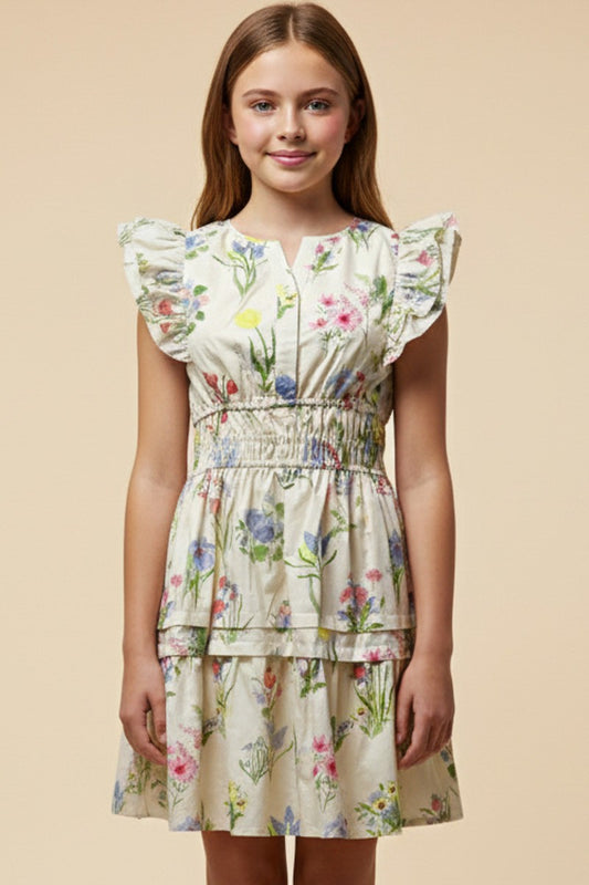 Allover Florals Dress for Girls