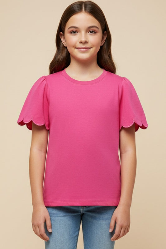 Pink Scallop Top for Girls