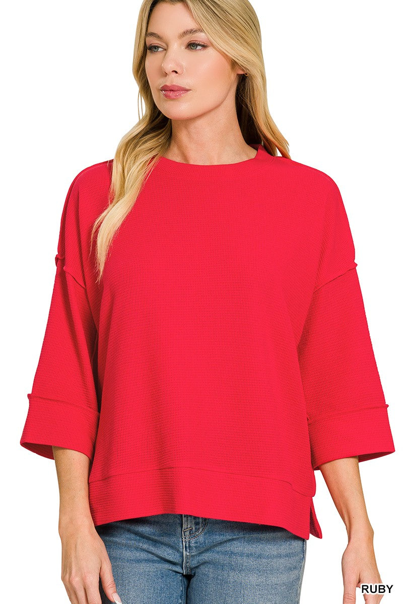 Ruby Red 3/4 Sleeve Top by Zenana