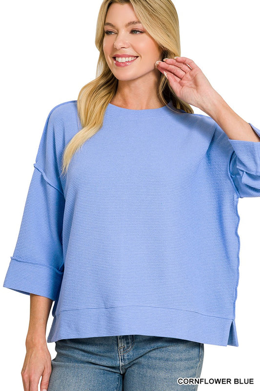 Cornflower Blue 3/4 Sleeve Top by Zenana