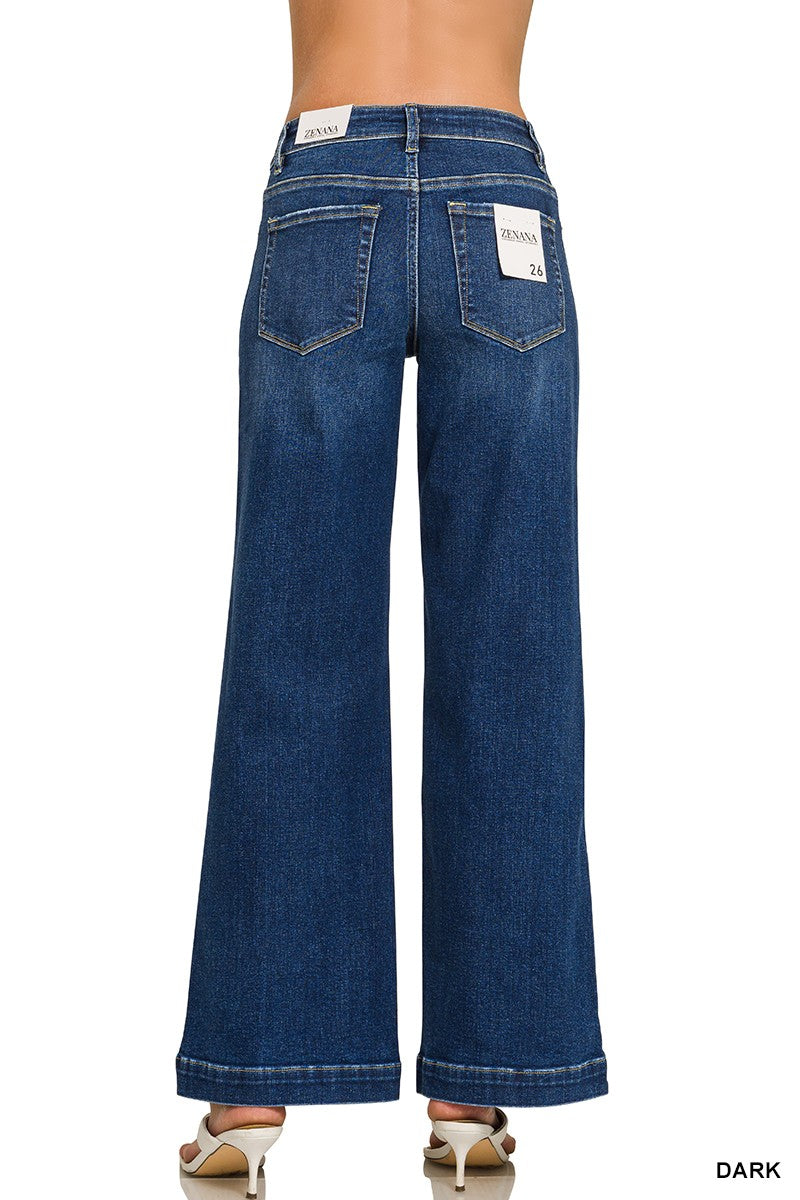 Dark Wash Wide Leg Jeans by Zenana