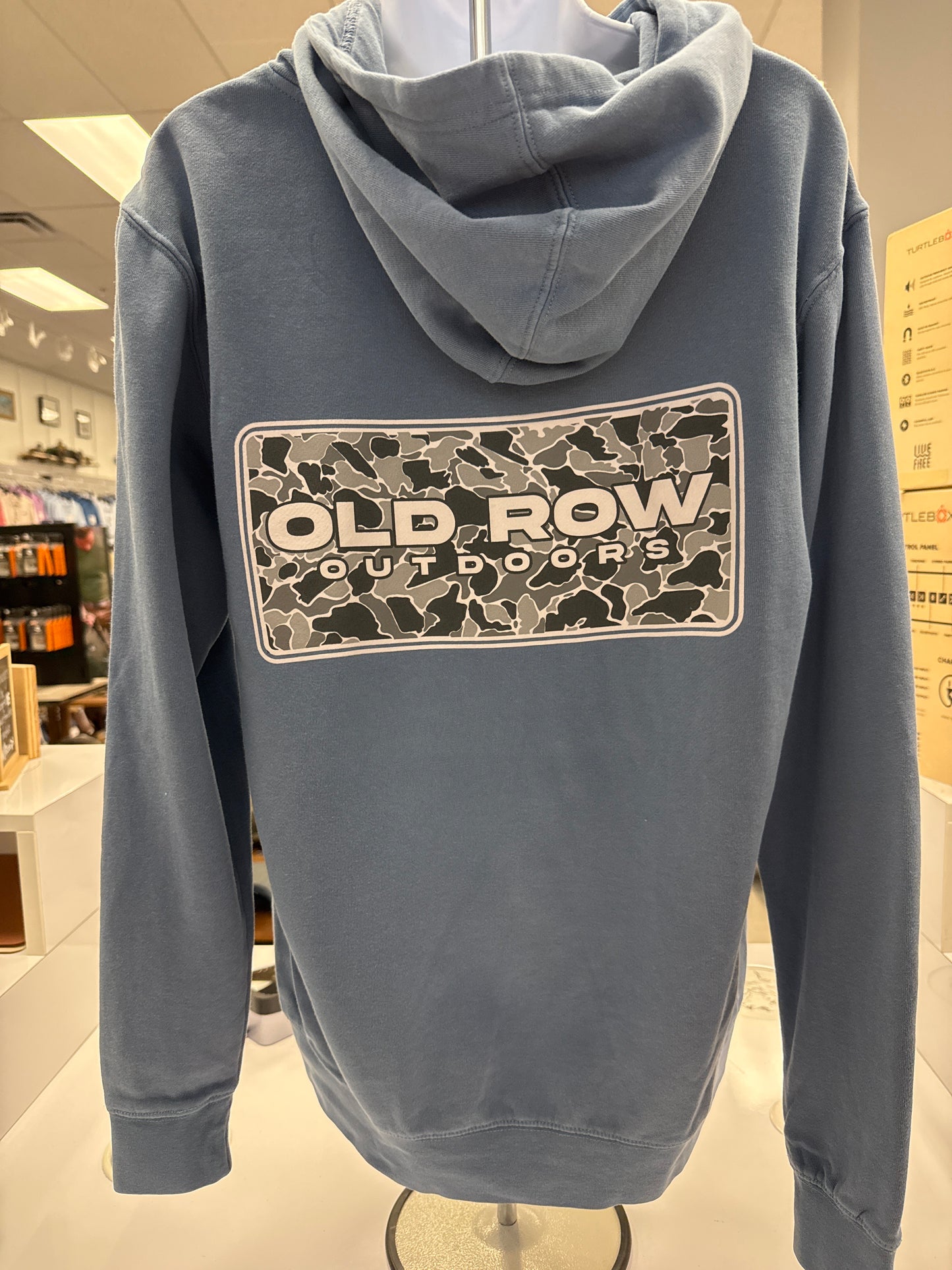 Old Row Outdoors 80s Camo Pigment Dyed Hoodie in Blue Jean
