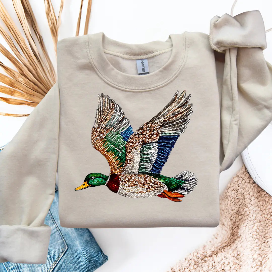 Faux Sequin Duck Sweatshirt