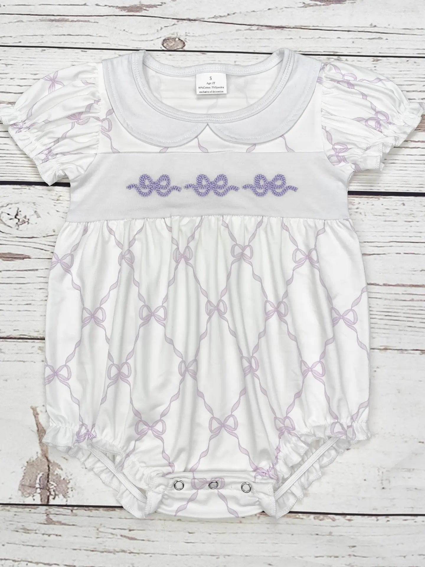 Baby Girl's Bow Applique Bubble