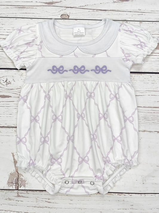 Baby Girl's Bow Applique Bubble