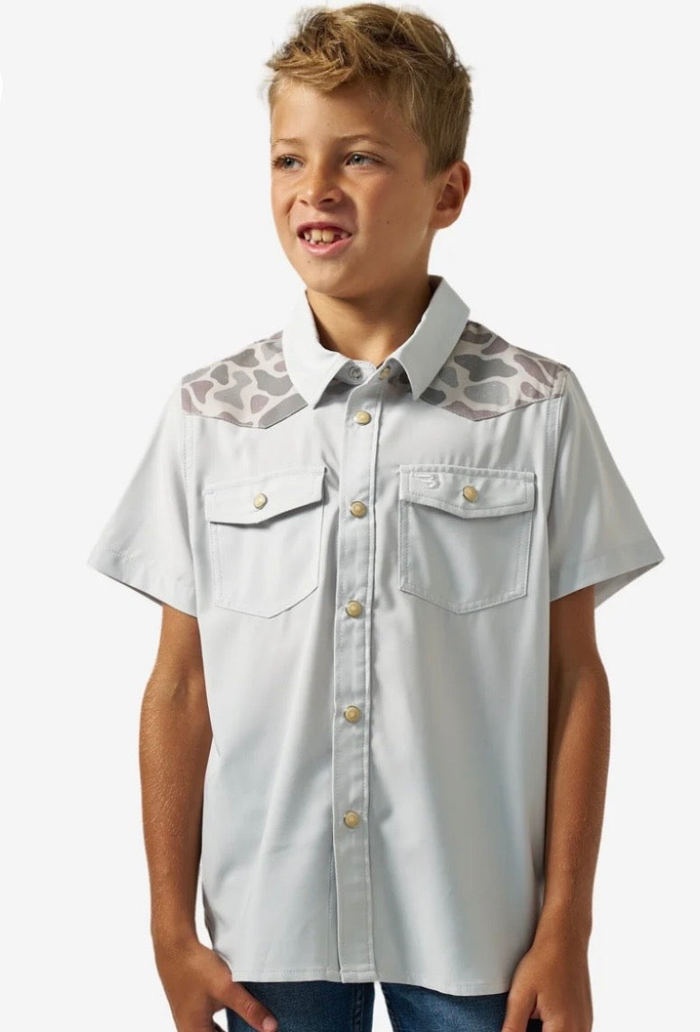 Burlebo Western Shirt Light Grey/Classic Deer Camo Youth