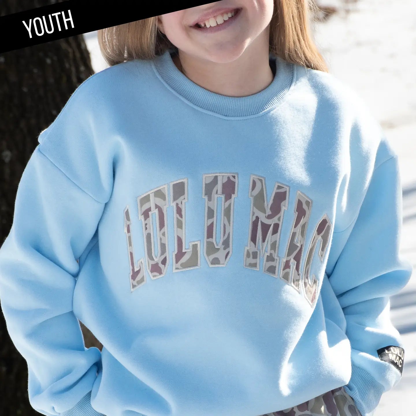 Lulu Mac Camo Light Blue Sweatshirt Youth